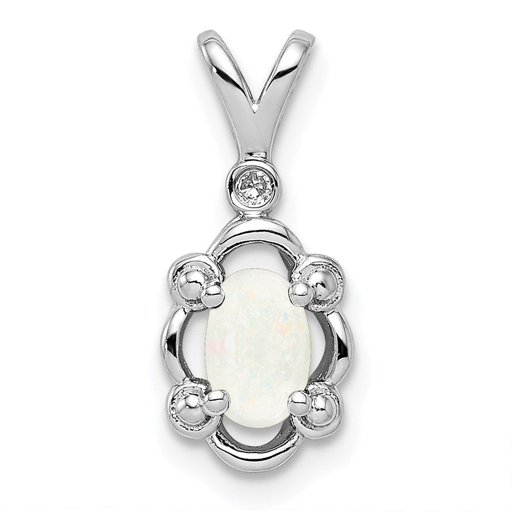 Sterlingsilber Rhodiniert Erzeugt Opal & Diamant. Anhänger