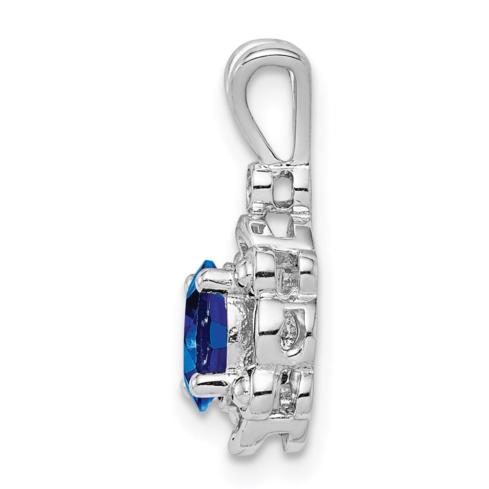 Sterlingsilber Rhodiniert Erzeugt Saphir & Diamant. Anhänger