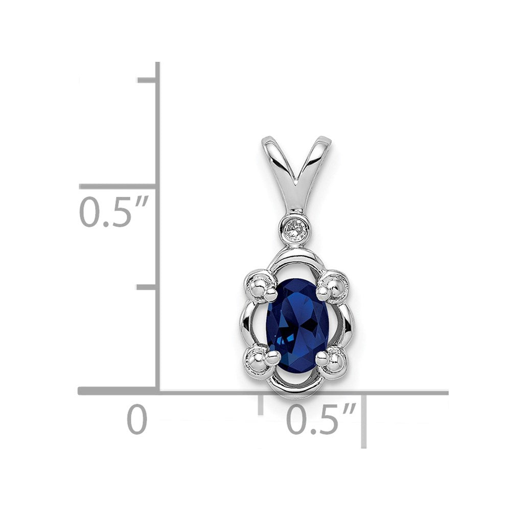 Sterlingsilber Rhodiniert Erzeugt Saphir & Diamant. Anhänger