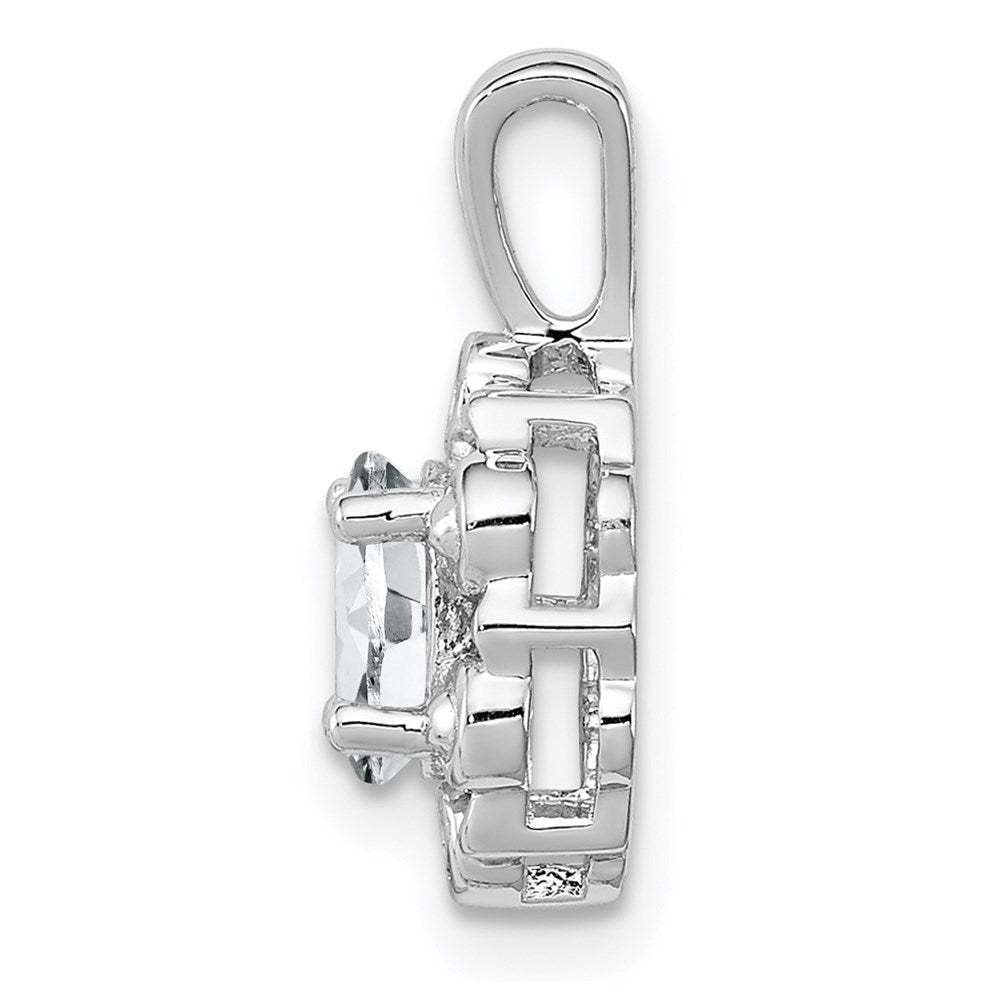 Sterlingsilber Rhodiniert Weiß Topas & Diamant. Anhänger