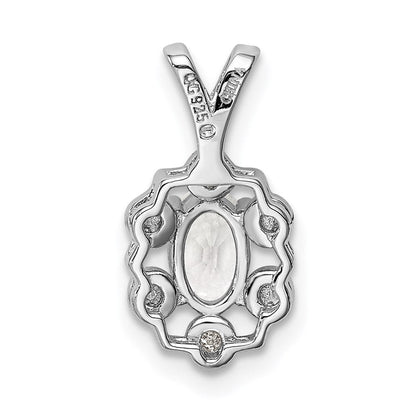 Sterlingsilber Rhodiniert Weiß Topas & Diamant. Anhänger