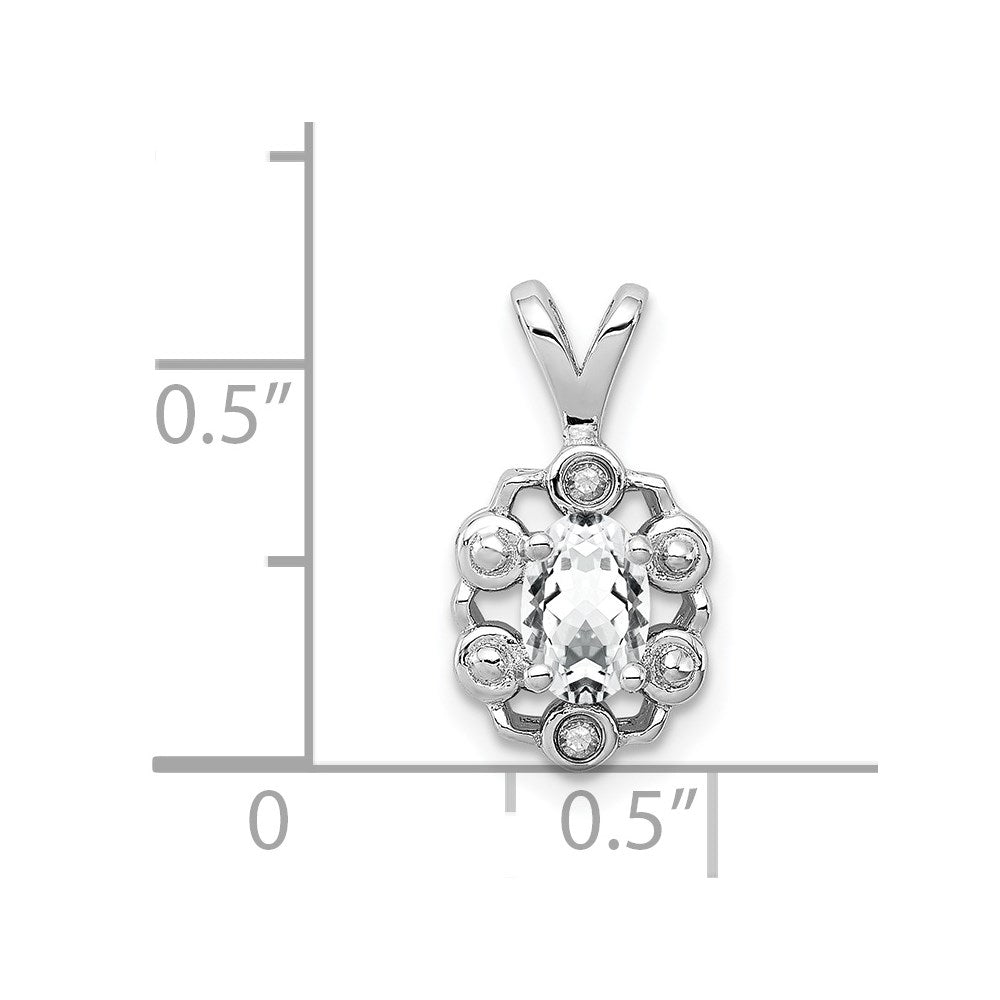 Sterlingsilber Rhodiniert Weiß Topas & Diamant. Anhänger