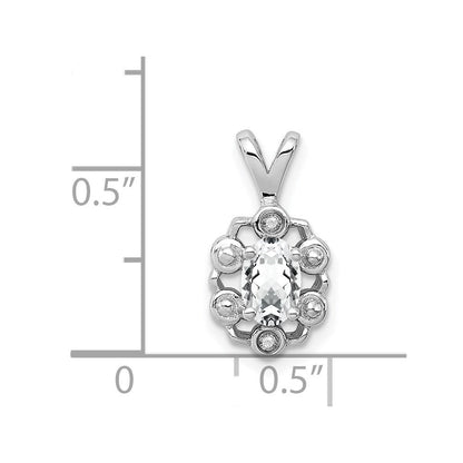 Sterlingsilber Rhodiniert Weiß Topas & Diamant. Anhänger