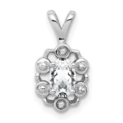 Sterlingsilber Rhodiniert Weiß Topas & Diamant. Anhänger