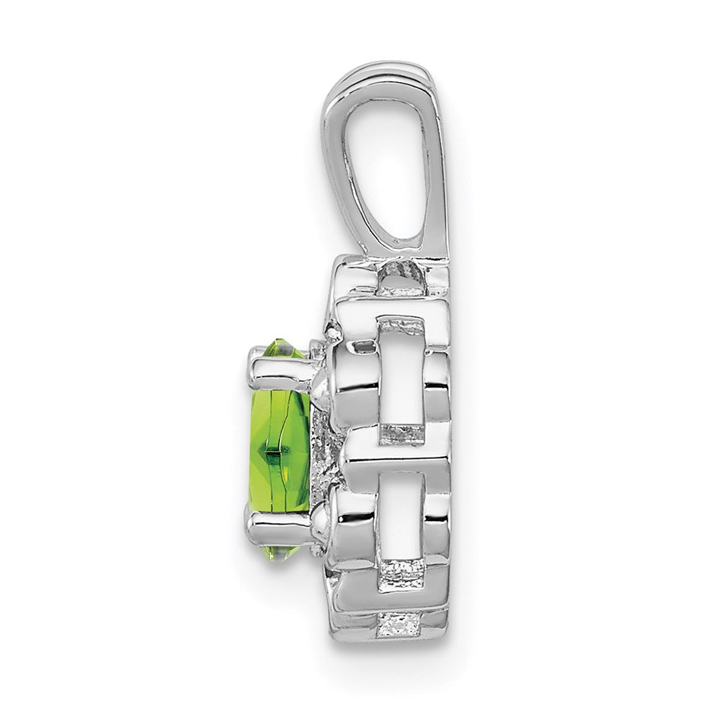 Sterlingsilber Rhodiniert Peridot & Diamant. Anhänger