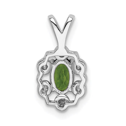 Sterlingsilber Rhodiniert Peridot & Diamant. Anhänger