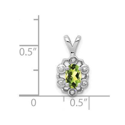 Sterlingsilber Rhodiniert Peridot & Diamant. Anhänger