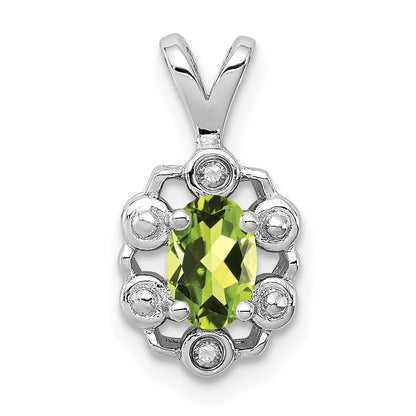 Sterlingsilber Rhodiniert Peridot & Diamant. Anhänger