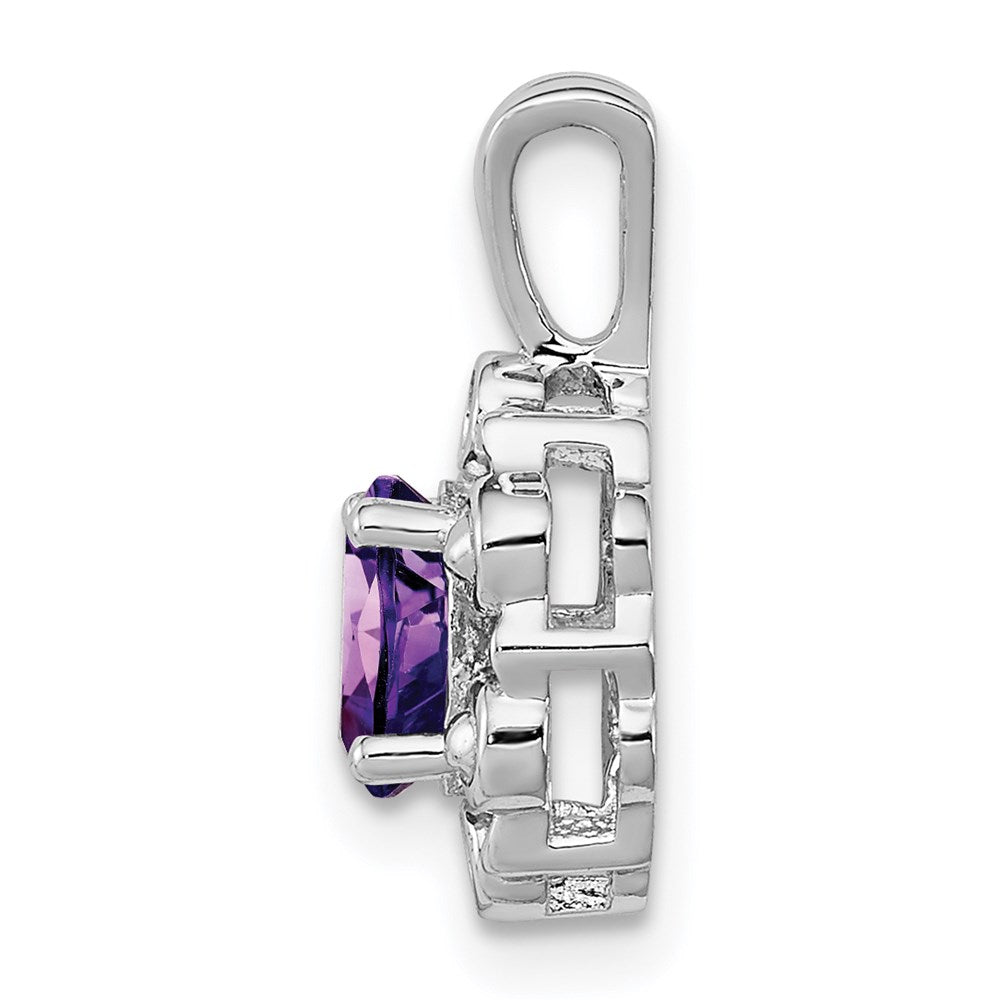 Sterlingsilber Rhodiniert Amethyst & Diamant. Anhänger