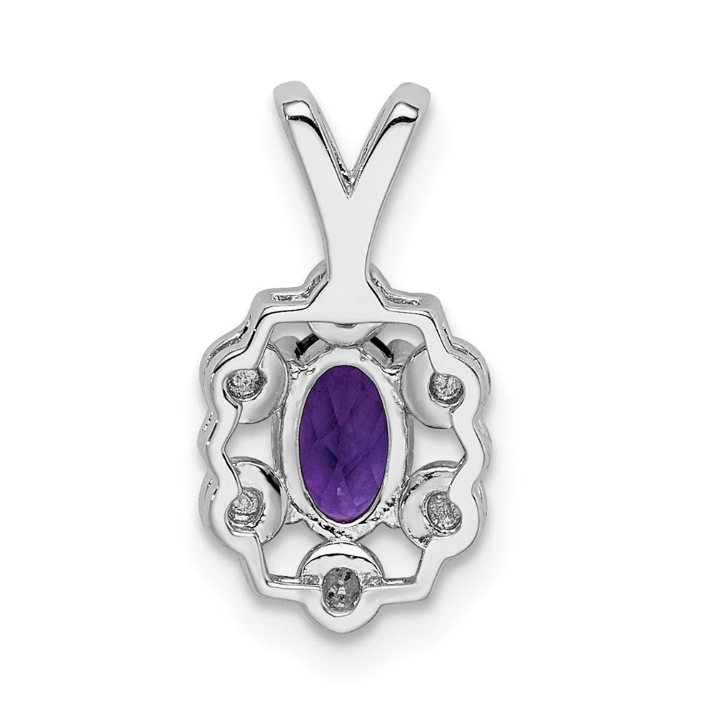 Sterlingsilber Rhodiniert Amethyst & Diamant. Anhänger