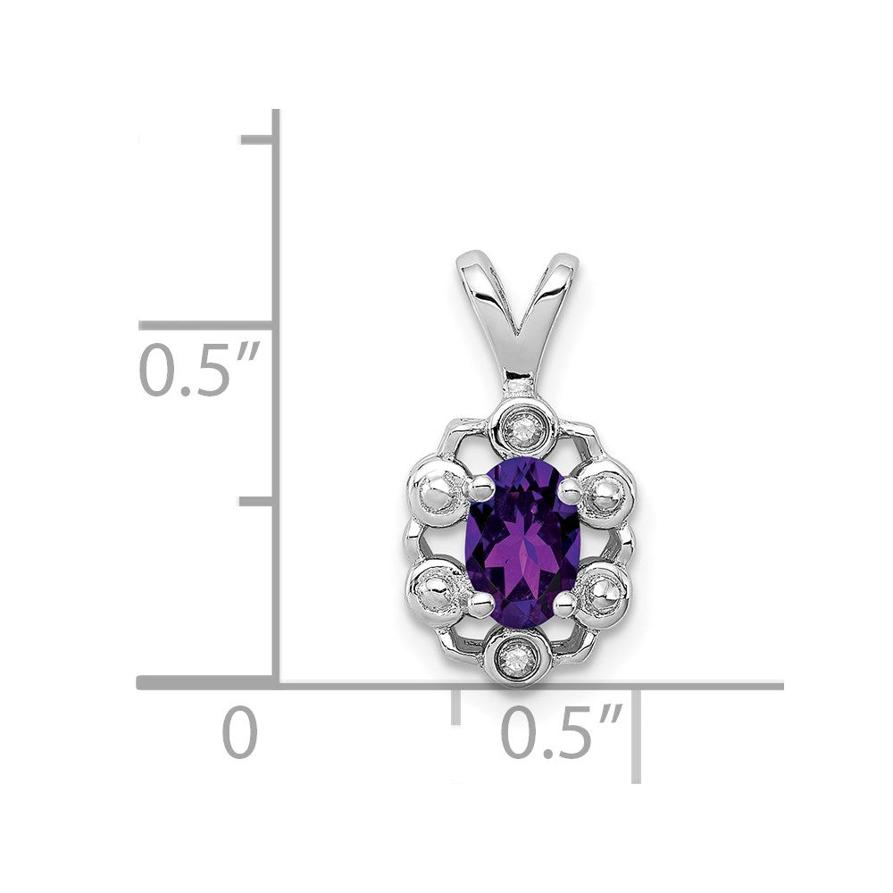 Sterlingsilber Rhodiniert Amethyst & Diamant. Anhänger