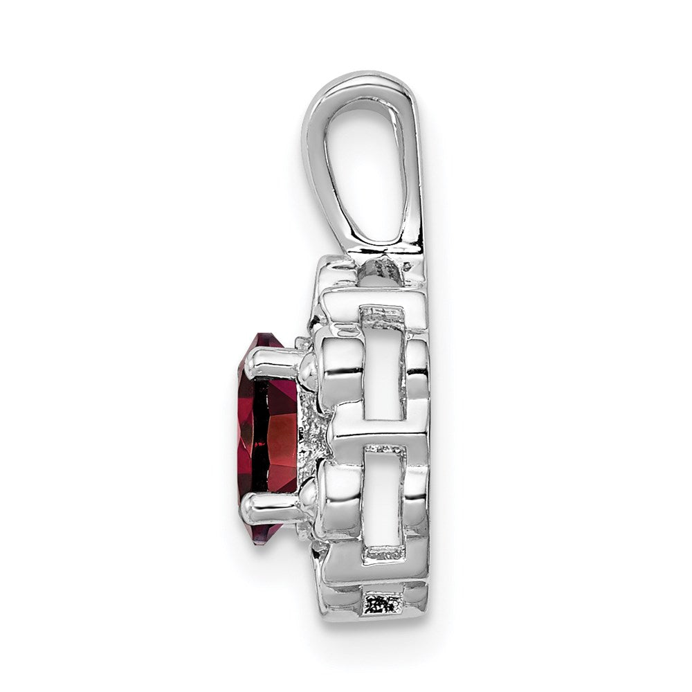 Sterlingsilber Rhodiniert Granat & Diamant. Anhänger