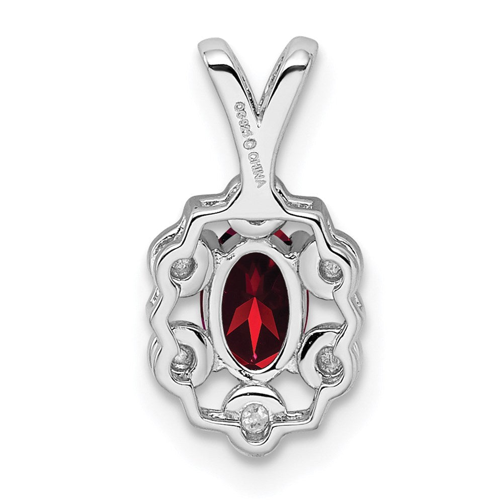 Sterlingsilber Rhodiniert Granat & Diamant. Anhänger