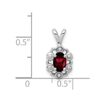 Sterlingsilber Rhodiniert Granat & Diamant. Anhänger