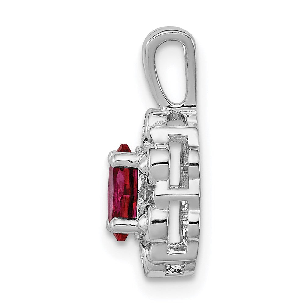 Sterlingsilber Rhodiniert Erzeugt Rubin & Diamant. Anhänger