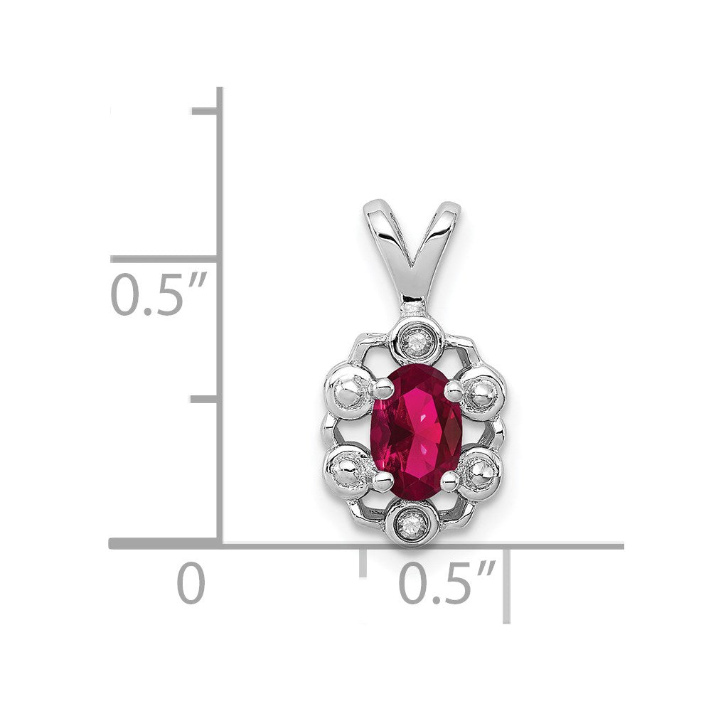 Sterlingsilber Rhodiniert Erzeugt Rubin & Diamant. Anhänger