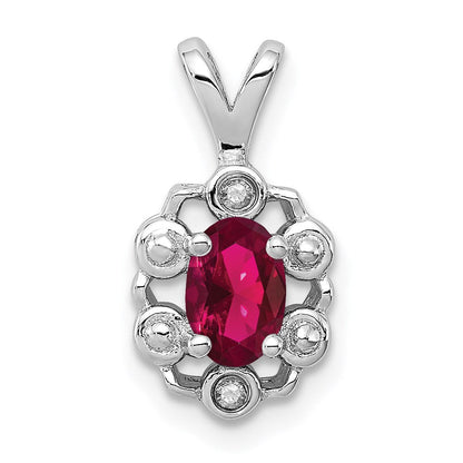 Sterlingsilber Rhodiniert Erzeugt Rubin & Diamant. Anhänger