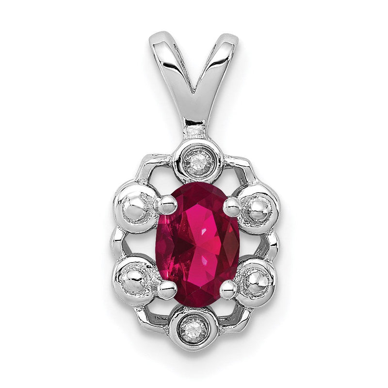Sterlingsilber Rhodiniert Erzeugt Rubin & Diamant. Anhänger