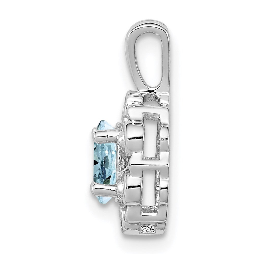 Sterlingsilber Rhodiniert Aquamarin & Diamant. Anhänger