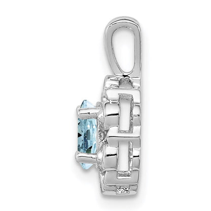 Sterlingsilber Rhodiniert Aquamarin & Diamant. Anhänger