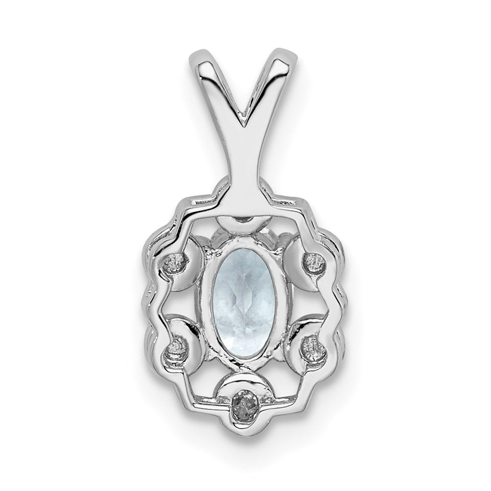 Sterlingsilber Rhodiniert Aquamarin & Diamant. Anhänger