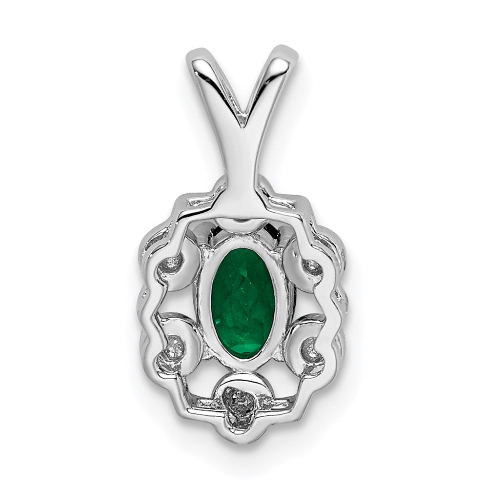 Sterlingsilber Rhodiniert Erzeugt Smaragd & Diamant. Anhänger
