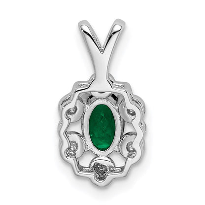 Sterlingsilber Rhodiniert Erzeugt Smaragd & Diamant. Anhänger
