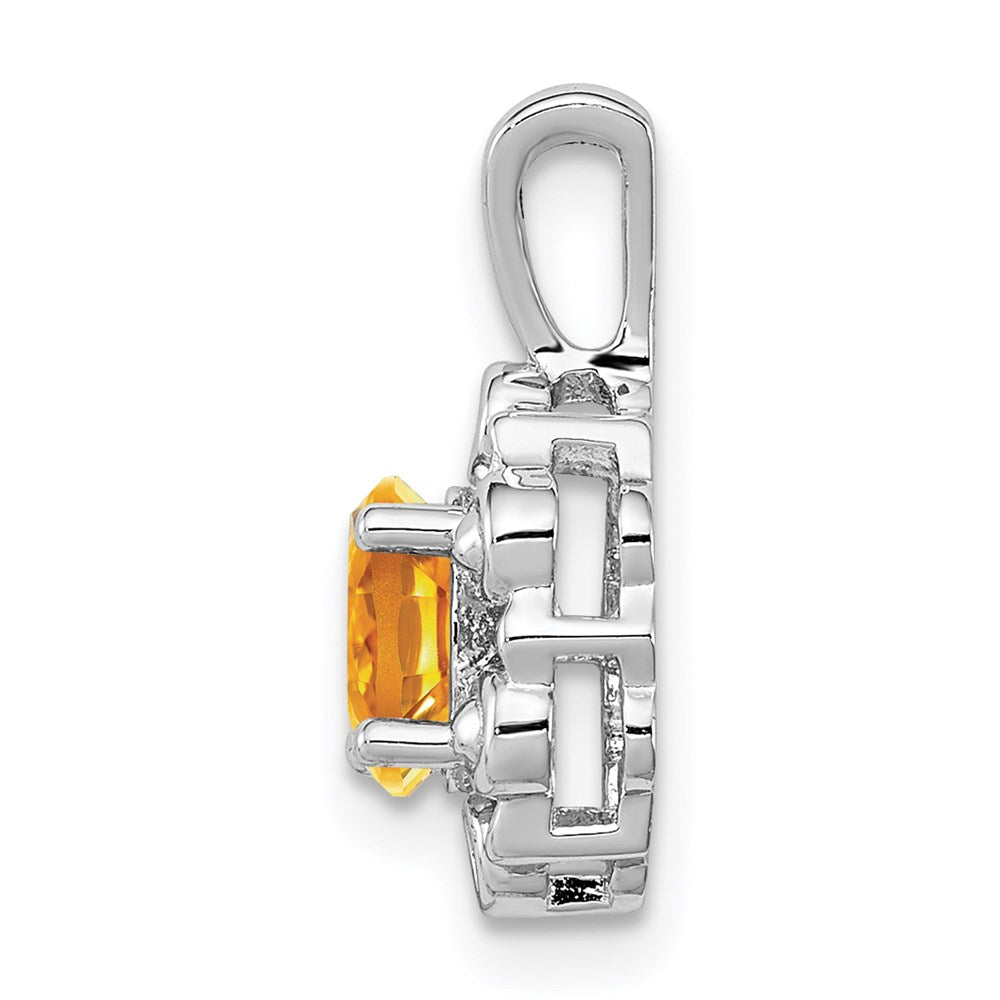 Sterlingsilber Rhodiniert Citrin & Diamant. Anhänger