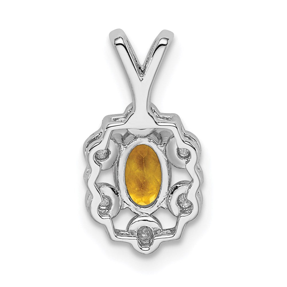 Sterlingsilber Rhodiniert Citrin & Diamant. Anhänger