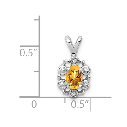 Sterlingsilber Rhodiniert Citrin & Diamant. Anhänger