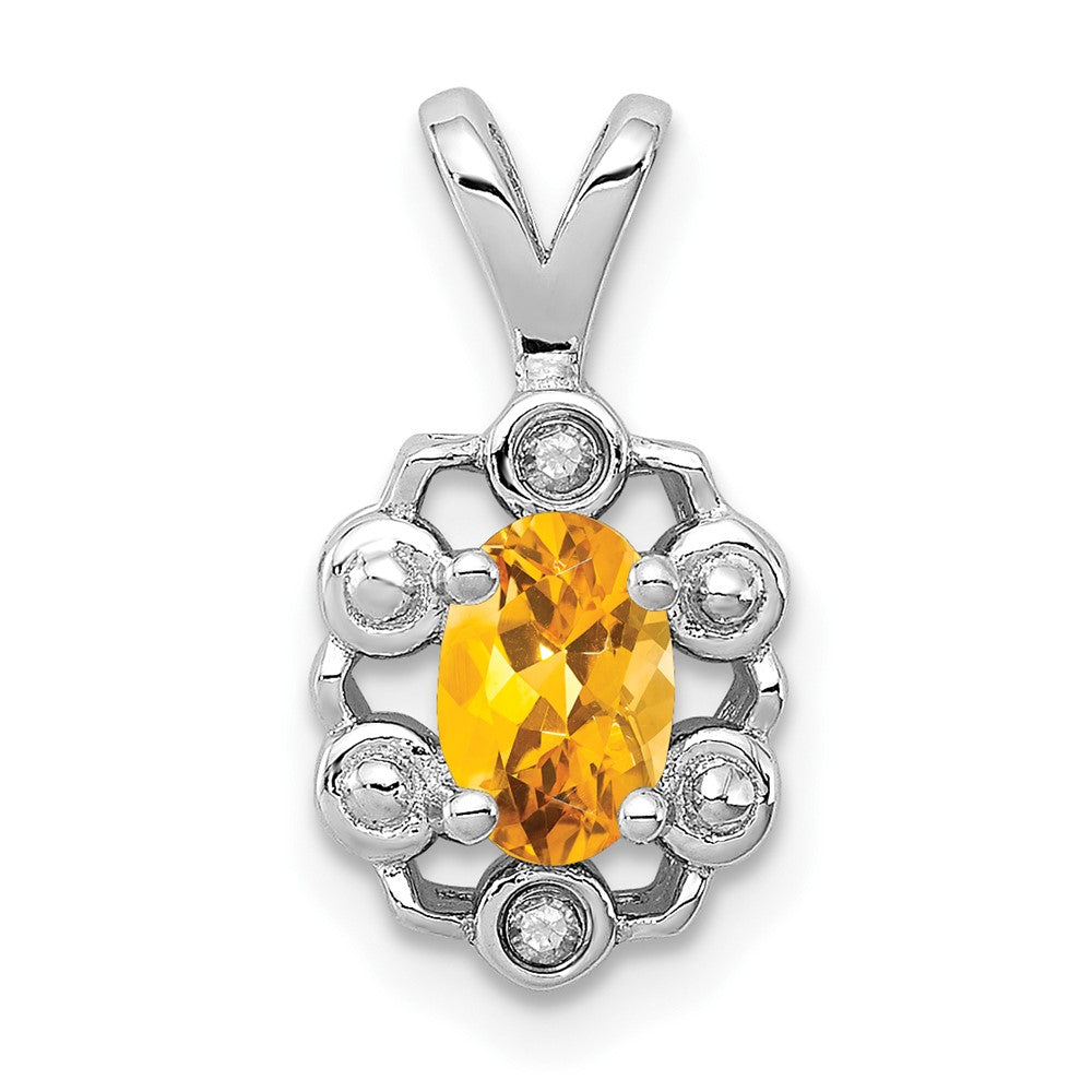 Sterlingsilber Rhodiniert Citrin & Diamant. Anhänger
