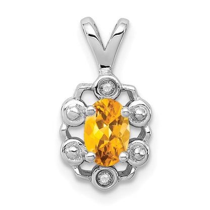Sterlingsilber Rhodiniert Citrin & Diamant. Anhänger