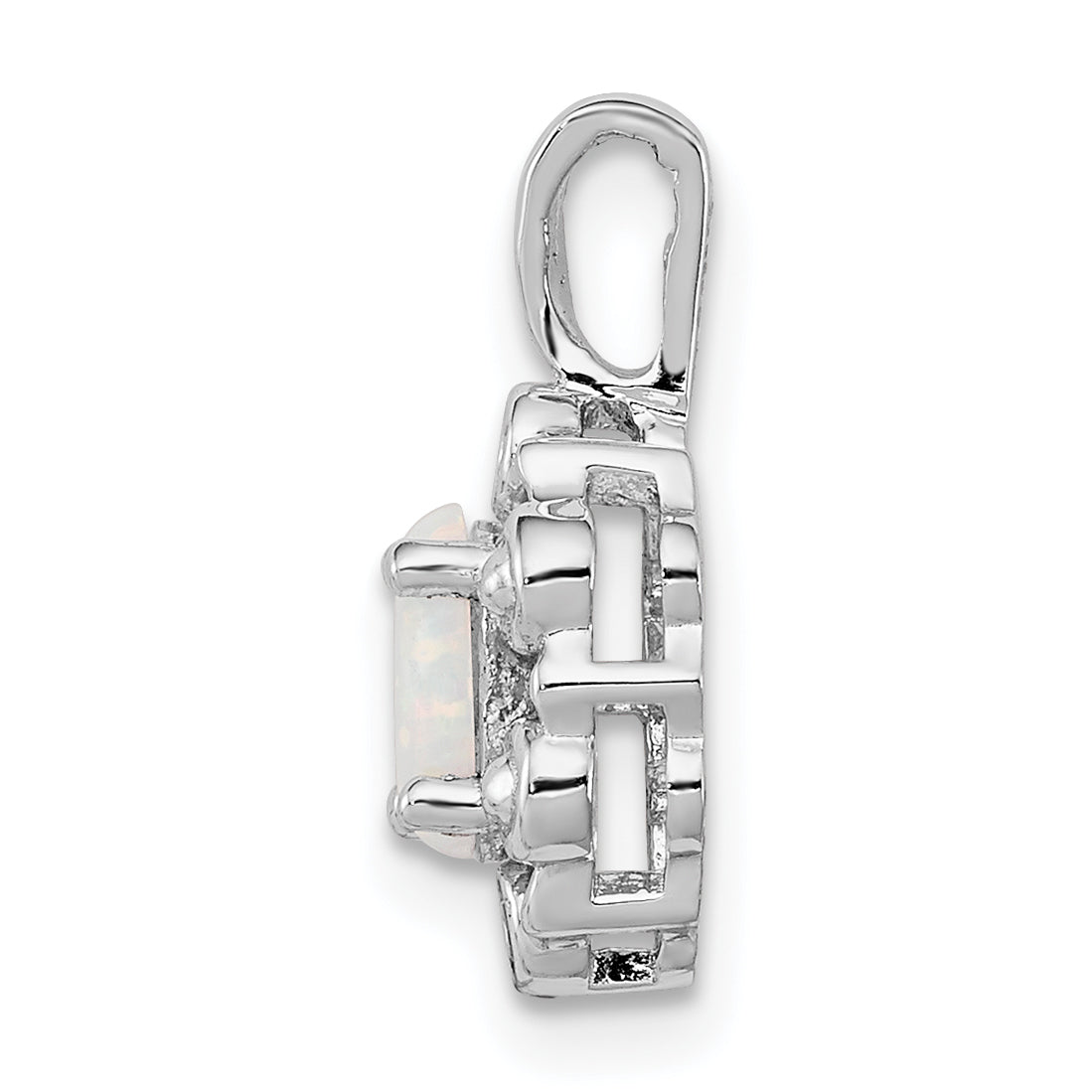 Sterlingsilber Rhodiniert Erzeugt Opal & Diamant. Anhänger
