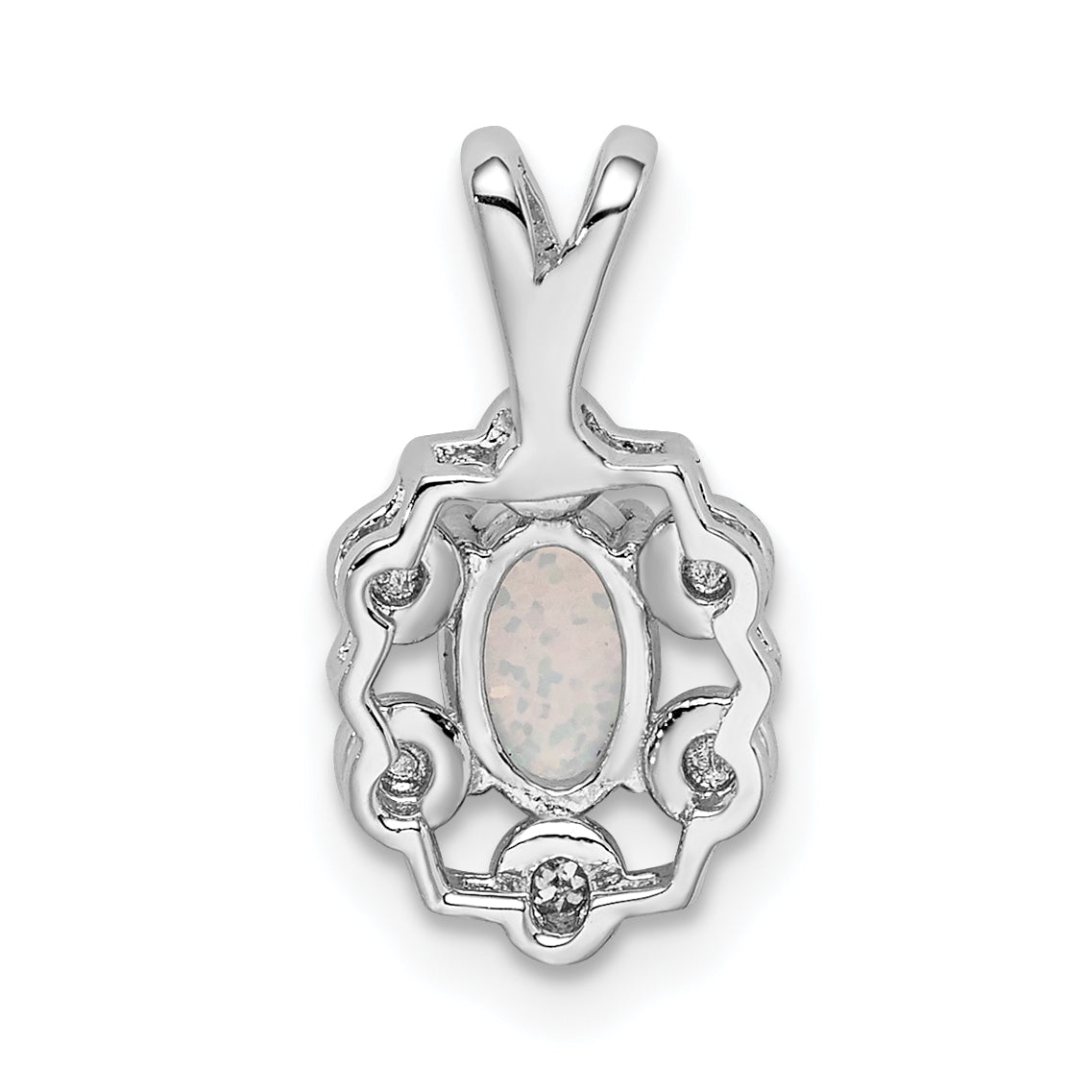 Sterlingsilber Rhodiniert Erzeugt Opal & Diamant. Anhänger