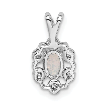 Sterlingsilber Rhodiniert Erzeugt Opal & Diamant. Anhänger