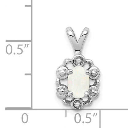 Sterlingsilber Rhodiniert Erzeugt Opal & Diamant. Anhänger