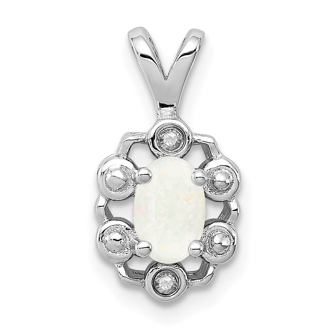 Sterlingsilber Rhodiniert Erzeugt Opal & Diamant. Anhänger