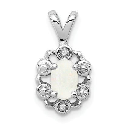 Sterlingsilber Rhodiniert Erzeugt Opal & Diamant. Anhänger