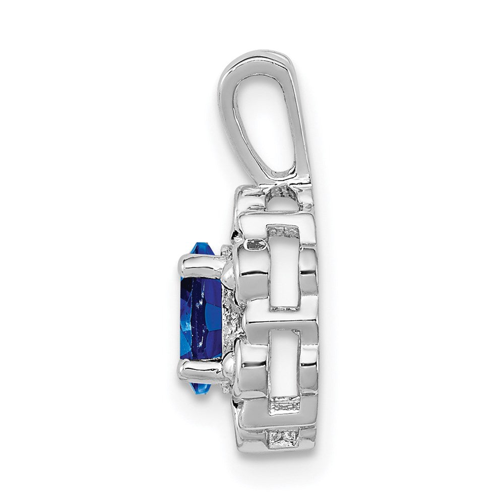 Sterlingsilber Rhodiniert Erzeugt Saphir & Diamant. Anhänger