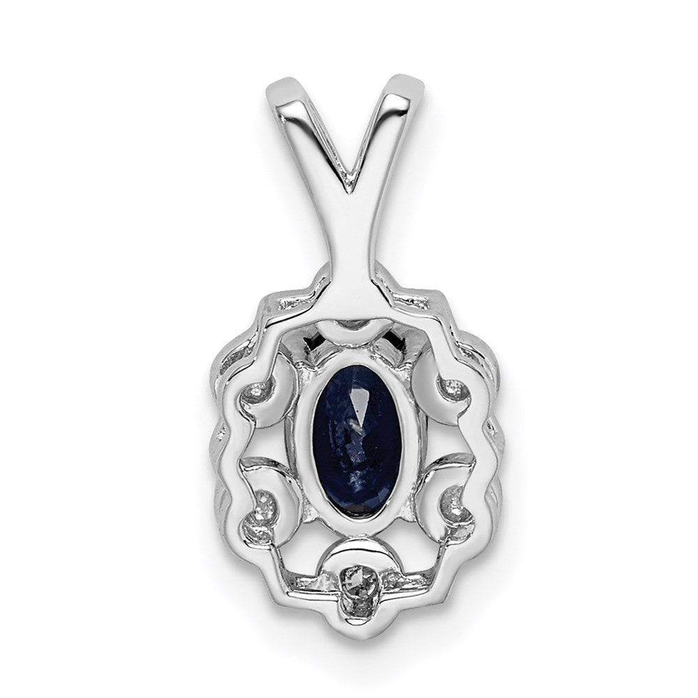 Sterlingsilber Rhodiniert Erzeugt Saphir & Diamant. Anhänger