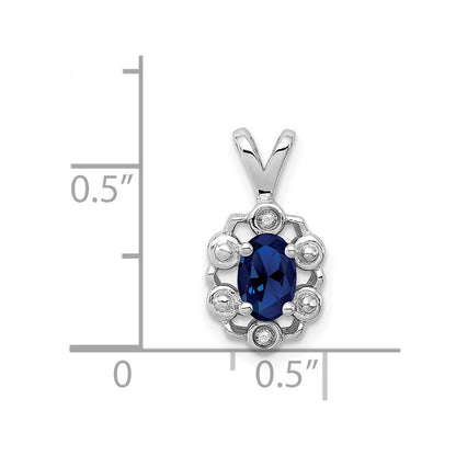 Sterlingsilber Rhodiniert Erzeugt Saphir & Diamant. Anhänger