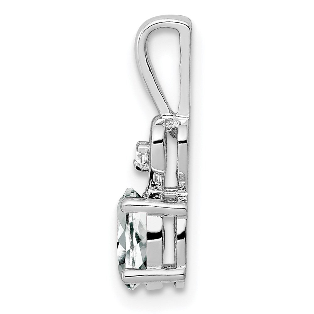 Sterlingsilber Rhodiniert Weiß Topas & Diamant. Anhänger