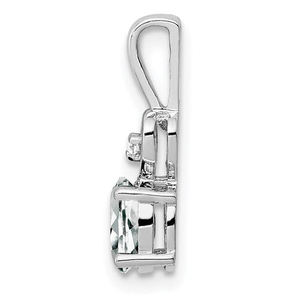 Sterlingsilber Rhodiniert Weiß Topas & Diamant. Anhänger