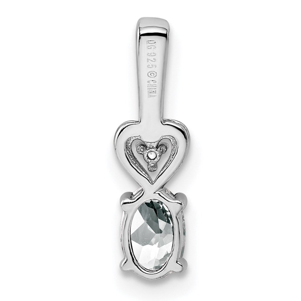 Sterlingsilber Rhodiniert Weiß Topas & Diamant. Anhänger