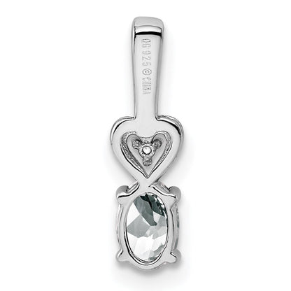 Sterlingsilber Rhodiniert Weiß Topas & Diamant. Anhänger