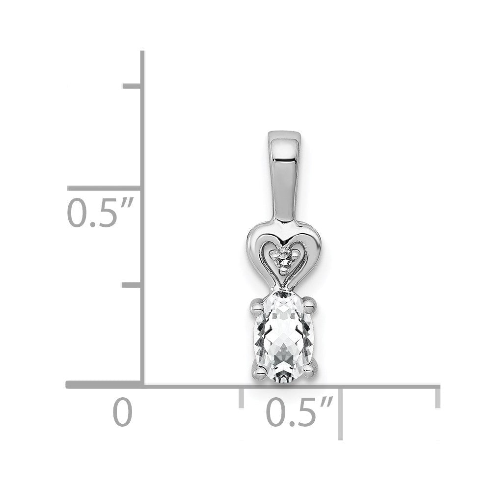 Sterlingsilber Rhodiniert Weiß Topas & Diamant. Anhänger