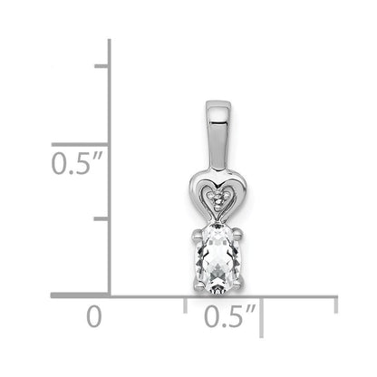 Sterlingsilber Rhodiniert Weiß Topas & Diamant. Anhänger