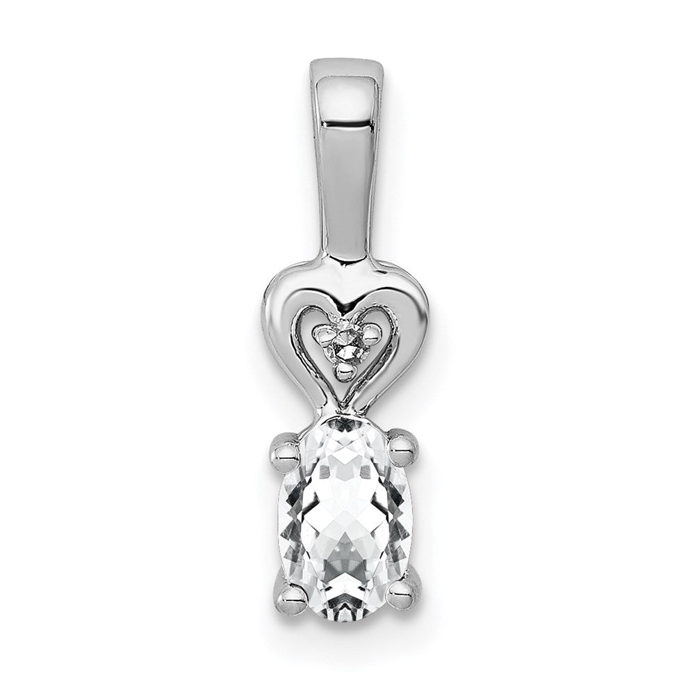 Sterlingsilber Rhodiniert Weiß Topas & Diamant. Anhänger