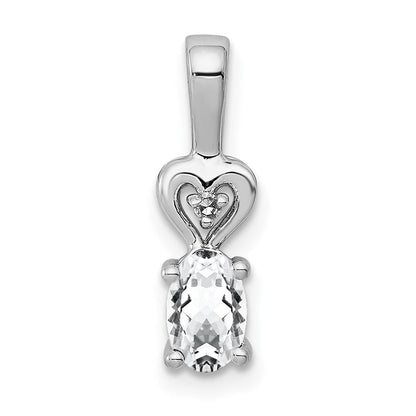 Sterlingsilber Rhodiniert Weiß Topas & Diamant. Anhänger