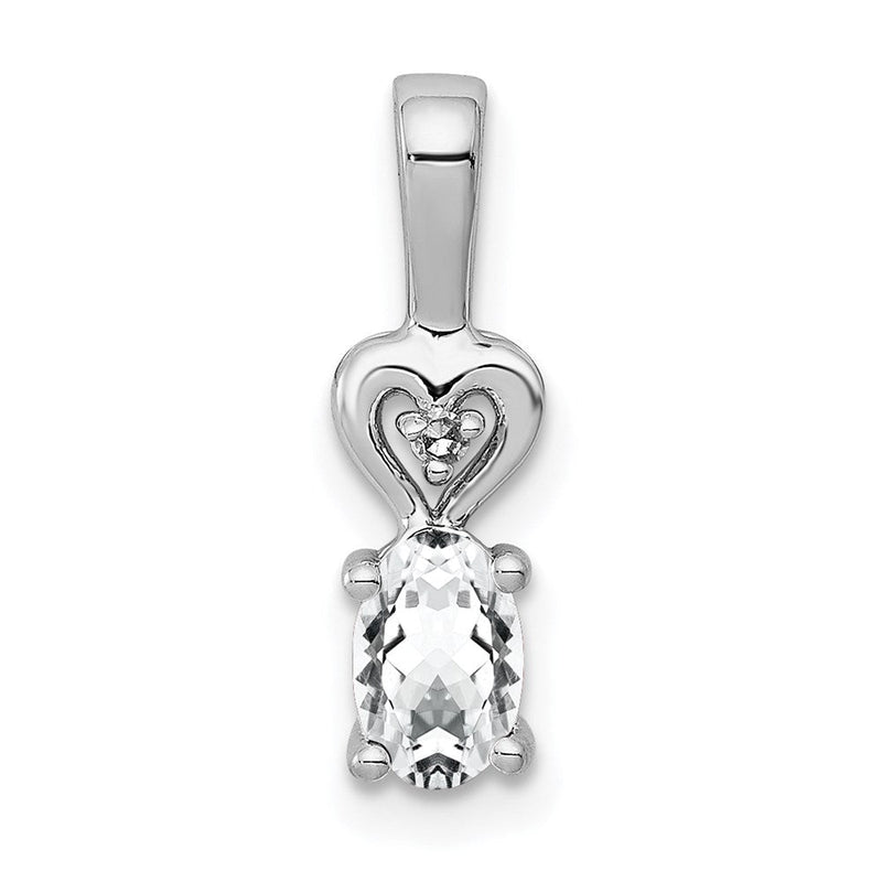 Sterlingsilber Rhodiniert Weiß Topas & Diamant. Anhänger